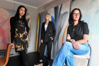 Contemporary artists Jiaxin Nong (left) and Elyss McCleary (right), are working with art lawyer Alana Kushnir to get back what they are owed by Melbourne gallerist Tristian Koenig.