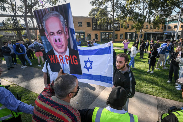A pro-Palestinian protest at the Monash University encampment last week.