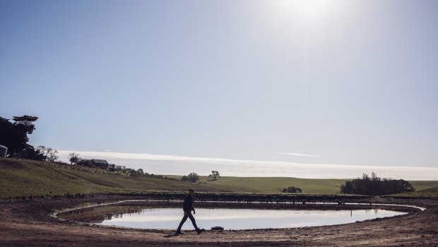 The low dam levels on Holmberg’s farm.