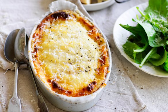 This cosy baked moussaka can be served straight from the oven.