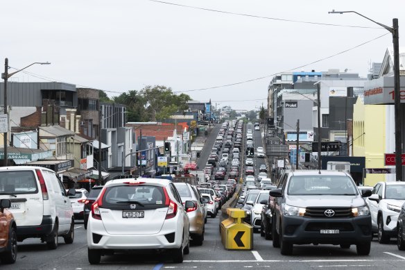 Congestion on Victoria Road in Drummoyne during the morning peak has caused significant delays.