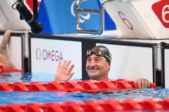 Sebastian Rodriguez after competing in his mixed 4x50m relay on Thursday at the Tokyo Aquatic Centre. 
