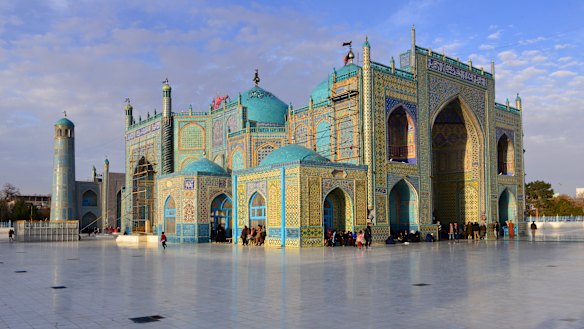 The Shrine of Ali, also known as the Blue Mosque, in Mazar-i-Sharif.