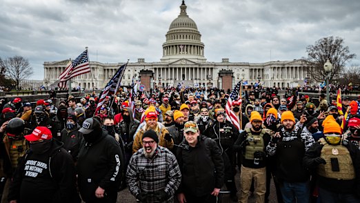 Pro-Trump supporters outside the US Capitol on January 6.