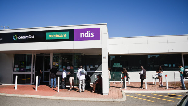 West Australians line up at a Perth Centrelink amidst some of the worst unemployment figures in recent history.