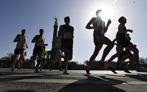 Participants in the Berlin half-marathon in the German capital on Sunday.