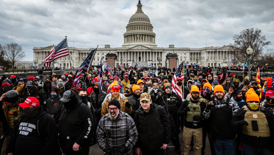 Pro-Trump supporters outside the US Capitol on January 6.