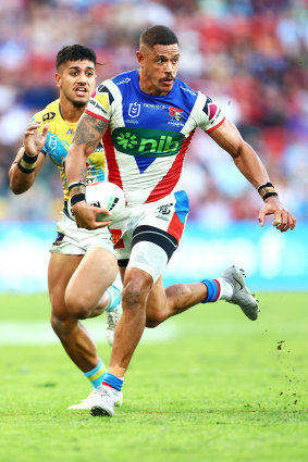 Dane Gagai on the run against the Titans.