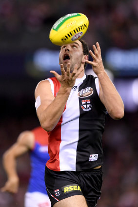 Safe hands: Paddy McCartin grabs a mark against Melbourne.