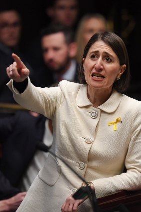 Premier Gladys Berejiklian in action during the first question time of the new Parliament.