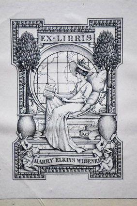 The bookplate (label) certifying this edition of Charles Dickens' American Notes was once owned by wealthy US collector Harry Elkins Widener, who died in the sinking of the Titanic. 