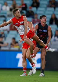 Luke Parker snaps for goal.