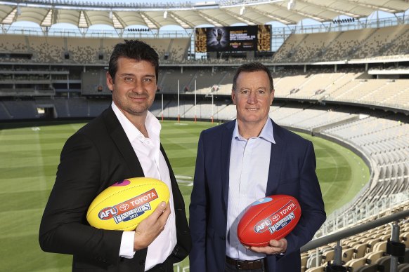 Andrew Embley and John Worsfold will present the Norm Smith Medal and Jock McHale Medal at the 2021 AFL grand final in Perth on September 25. 