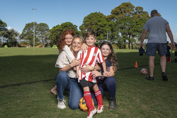 Harry Killoran with mum Sally and sisters Tilly and Sophie. The whole family will benefit from changes to the PBS.