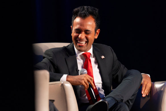 Republican presidential candidate Vivek Ramaswamy at a  conservative political conference in Georgia last week.