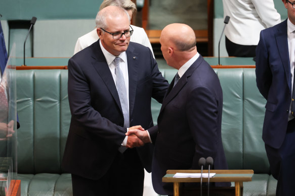 Opposition Leader Peter Dutton backed former prime minister Scott Morrison’s record in his budget reply speech.