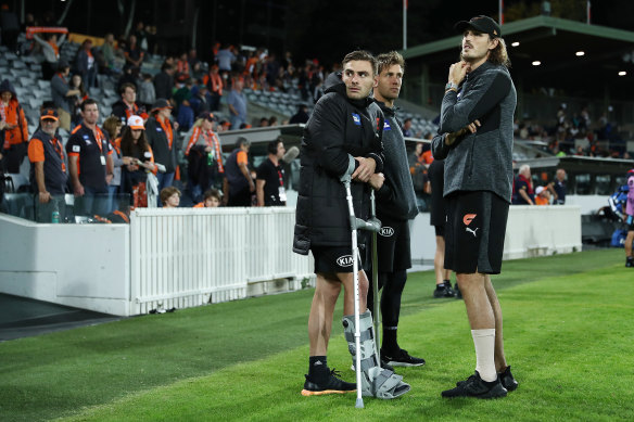 An injured Stephen Coniglio in round three last year.