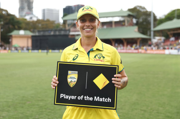 Allrounder Ash Gardner was named player of the match after taking three wickets and scoring 42 with the bat.