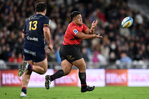 Ioane Moananu playing for the Crusaders last year.