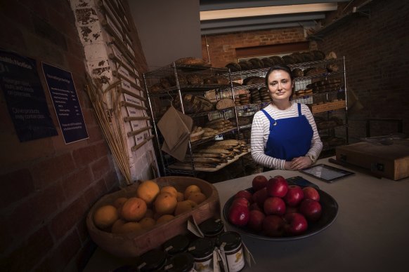 Baker Bleu co-owner Mia Russell installed plastic screens at her Caulfield North bakery to protect staff and customers. But she recently removed the barriers because she was concerned it was making it hard for people to communicate.