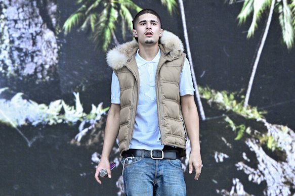 Fakemink, real name Vincenzo Camille, pictured at Rolling Loud this month. The UK rap sensation has polarised the internet.