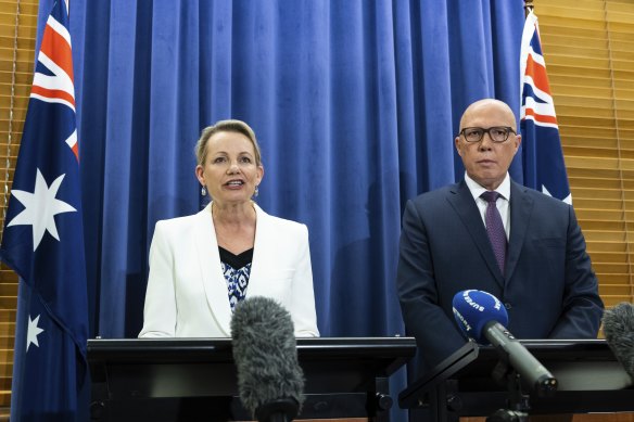 Deputy Opposition Leader Sussan Ley and leader Peter Dutton outline the Liberals’ opposition to the Voice.