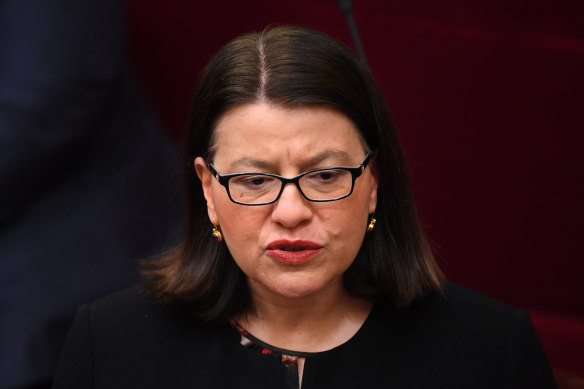 Victorian Health Minister Jenny Mikakos was heckled throughout her speech.
