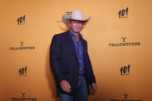 Series creator Taylor Sheridan dresses like a cowboy on the red carpet.