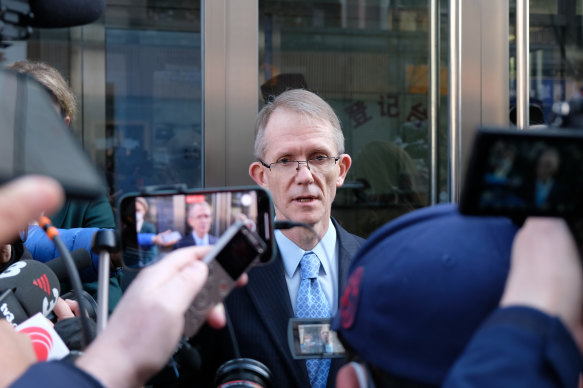 Australia’s outgoing ambassador to China, Graham Fletcher, outside a Beijing court for the trial last year of jailed Australian journalist Cheng Lei.