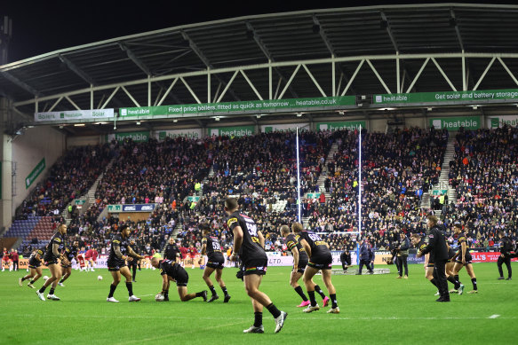 The Panthers prepare for the match at DW Stadium.