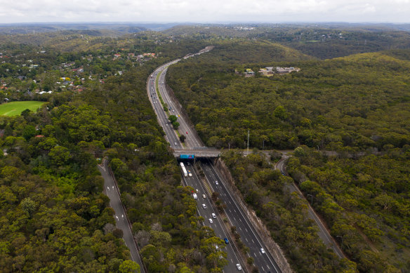 Traffic on the M1 Pacific Motorway on Boxing Day near Mount Colah in NSW