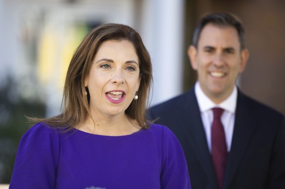 Minister for Aged Care Anika Wells and Treasurer Jim Chalmers.