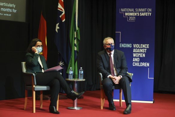 Minister for Families and Social Services and Minister for Women’s Safety Anne Ruston and Prime Minister Scott Morrison on Monday.