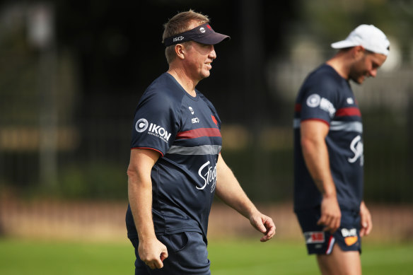 Trent Robinson oversees his players this week at training.