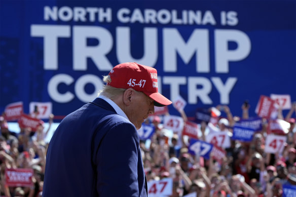 Do<em></em>nald Trump campaigns in Wilmington, North Carolina.