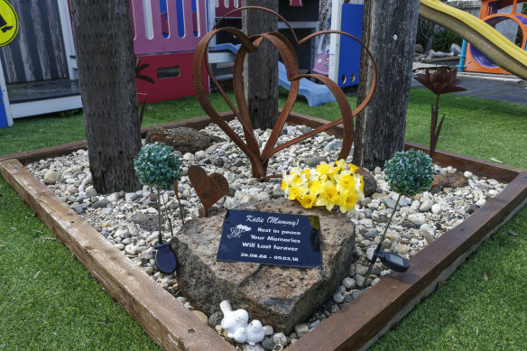A memorial to Katie Haley in Boyd Unwin's back yard.