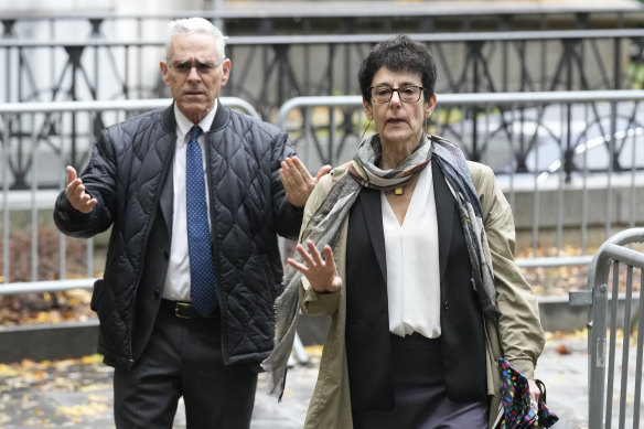 Barbara Fried and Joseph Bankman, parents of FTX founder Sam Bankman-Fried, arrive at Manhattan federal court in New York on October 30.