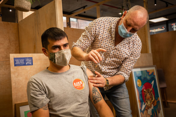 Joe Laney, 32, receives the AstraZeneca vaccine this week.