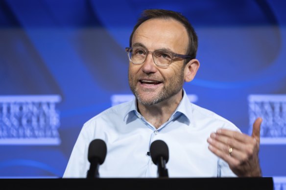 Greens leader Adam Bandt addresses the National Press Club of Australia on Wednesday.