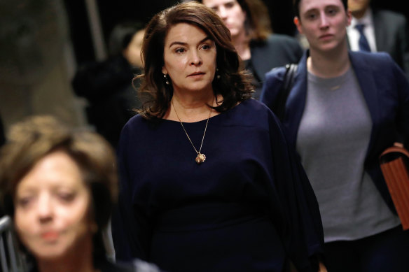 Annabella Sciorra, centre, gave evidence during the trial.