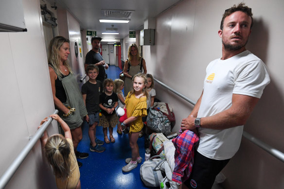 The Smith family were part of the first wave of evacuees from Mallacoota. 