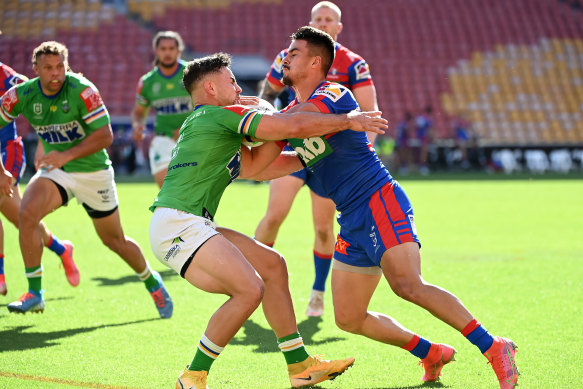 Enari Tuala scored a hat-trick for the Knights.