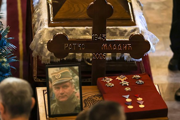 Mladić’s funeral was held at St Luka Church in Belgrade. He died in a prison hospital while serving a life sentence in The Hague for war crimes.