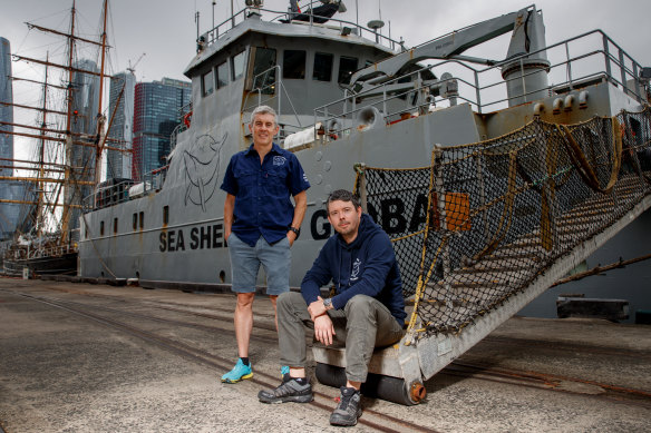 Sea Shepherd managing director Jeff Hansen (left) with Captain Peter Hammarstedt in Sydney.