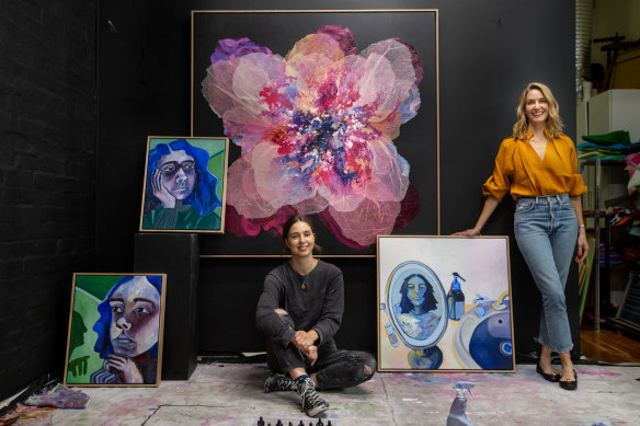 Antoinette Ferwerda, artist and director of Antoinette Ferwerda Gallery, and her mentee/studio assistant Celina Klohk.