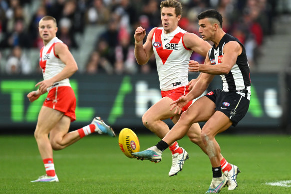 Nick Daicos came in for plenty of attention against the Swans.