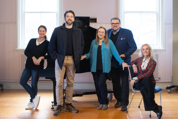 Conductor Simone Young (centre) with singers Deborah Humble, Samuel Dundas, Michael Schade and Vida Vida Miknevičiūtė, who will perform Strauss’ Capriccio.