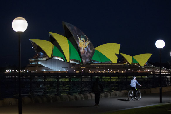 The Sydney Opera House lit up in support of the 2023 Women's World Cup bid on Thursday night. 