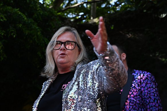 Co-presidente do Sydney Mardi Gras 2025, Kathy Pavlich, em uma conferência de imprensa em Surry Hills em fevereiro passado.