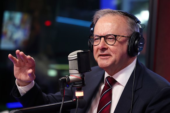 Prime Minister Anthony Albanese visits the Nova studio in Perth on Thursday. 